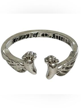 Ring OS Angel Wing Pregnancy Loss Silver Hypoallergenic “no green fingers”